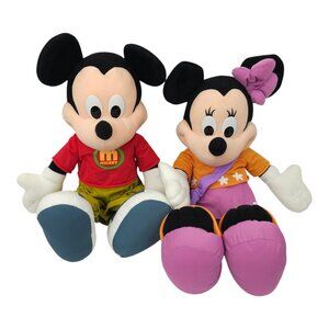 Disney Jumbo Mickey Minnie Mouse Plush Vintage 2000 Stuffed Toys Fisher Price